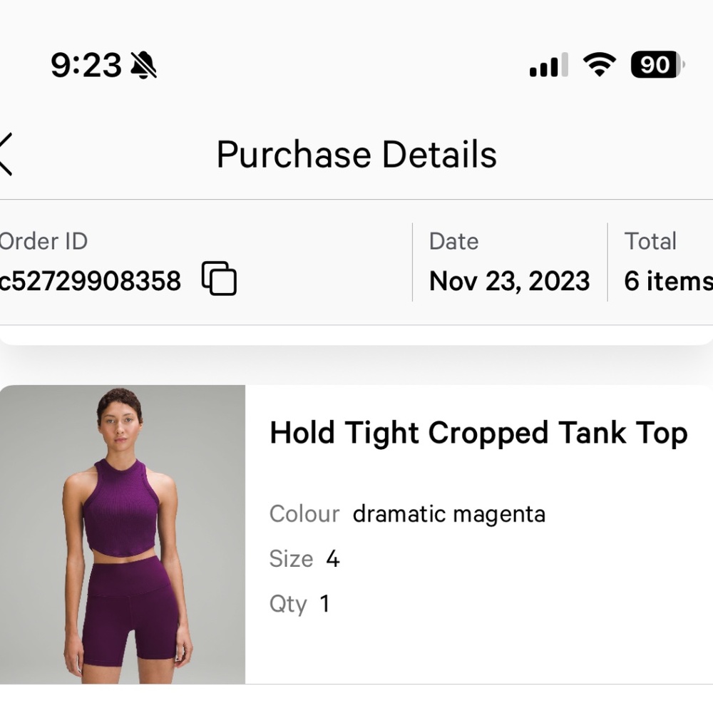 Lululemon hold tight cropped tank top dramatic magenta